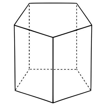 pentagonal prism illustration hand drawn outline vector