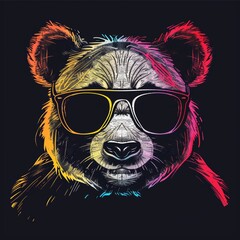 Obraz premium Stylish Panda Portrait for Fashion or Music Design Generative AI