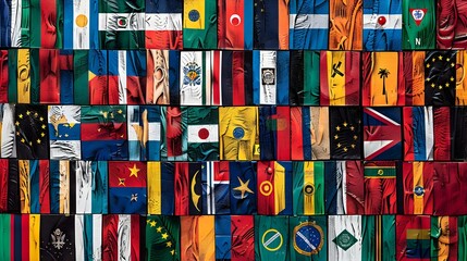 Diverse Flags Representing the Unity of Nations on a Global Stage