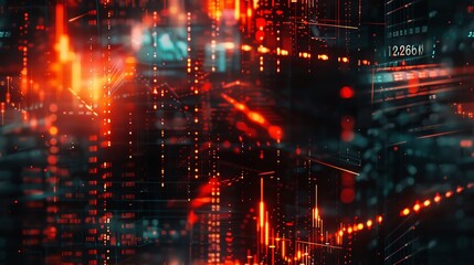 Obraz premium Abstract digital background with glowing lines and data.