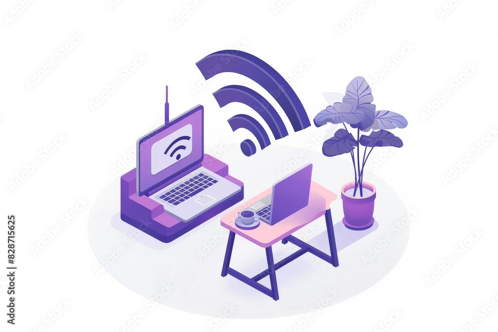 Aufkleber remote work setup with comprehensive network connectivity solutions, ideal for digital nomads and fr