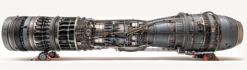 a large jet engine on a white background