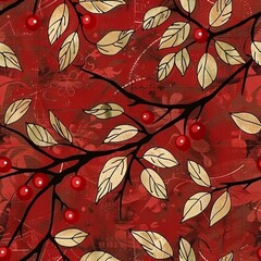 Vibrant Cherry Pattern for Textile Design Generative AI