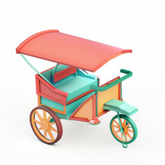 cycle rickshaw icon in 3D style on a white background