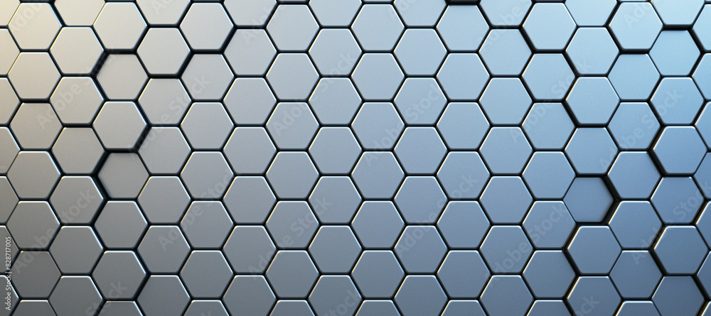 Aufkleber A hexagonal pattern texture on a modern design concept with a blue and gray color scheme. 3D Rendering