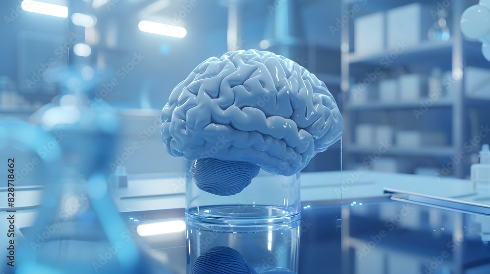 Poster brain and intellect under microscopic examination in laboratory setting