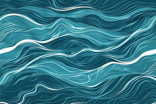 Water themed abstract texture background template with seamless wavy lines.