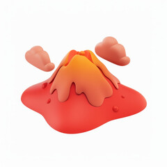 Volcano icon in 3D style on a white background