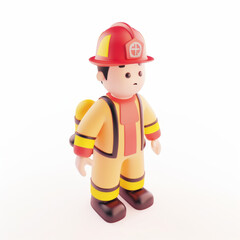 firefighter icon in 3D style on a white background