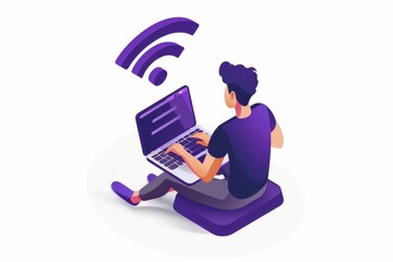 Two young professionals using Wi Fi in a relaxed setting, emphasizing the role of wireless technology in collaborative work