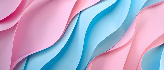 Elegant Paper Sculpture with Precise Pink and Blue Layers in Balanced Lighting