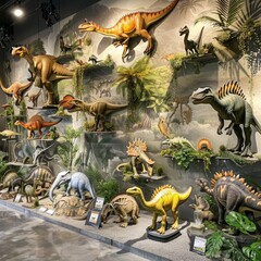Dinosaurs on Display in a Room Generative AI