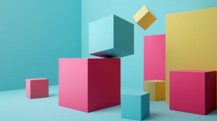 Obraz premium 3D geometric shapes depth and perspective dynamic graphic designs