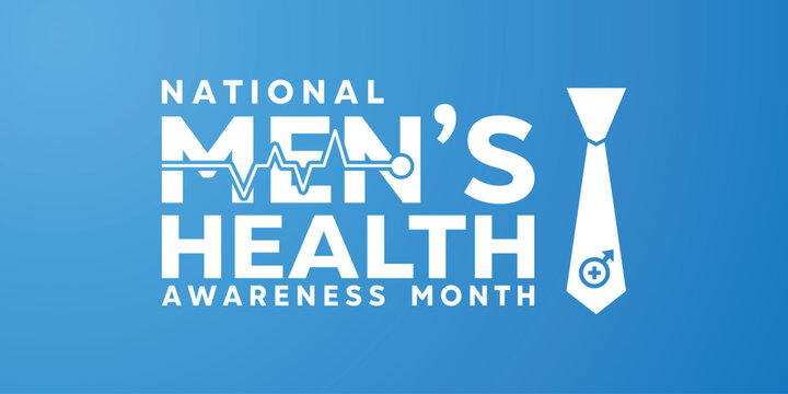 National Mens Health Awareness Month.  Great for cards, banners, posters, social media and more. Blue background. 