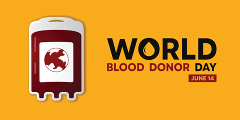 World Blood Donor Day. Great for cards, banners, posters, social media and more. Yellow background.

