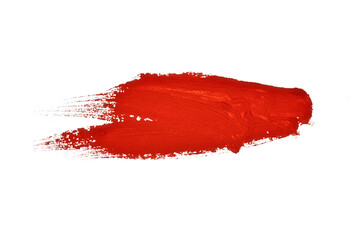 Blood Red Brush Stroke, Oil Paint, Acrylic Paint. Isolated on White Background and Transparent PNG.