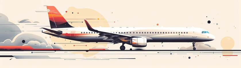 an illustration, white background, minimal, lines, showing a manufacturer of structural aircraft components,