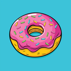 Hand drawn colorful donut illustration