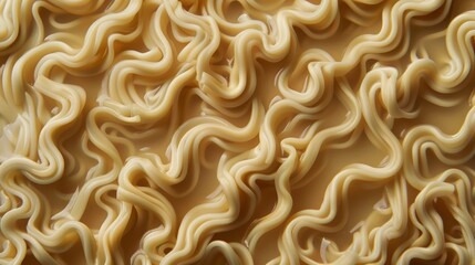 Detailed shot of uncooked ramen noodles, showcasing their wavy pattern and texture, ideal for food ads