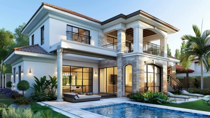 Fototapeta premium Luxury Modern Villa with Private Pool