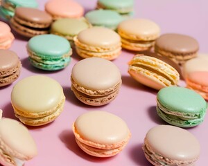 Fototapeta premium colorful macaroons on a wooden background