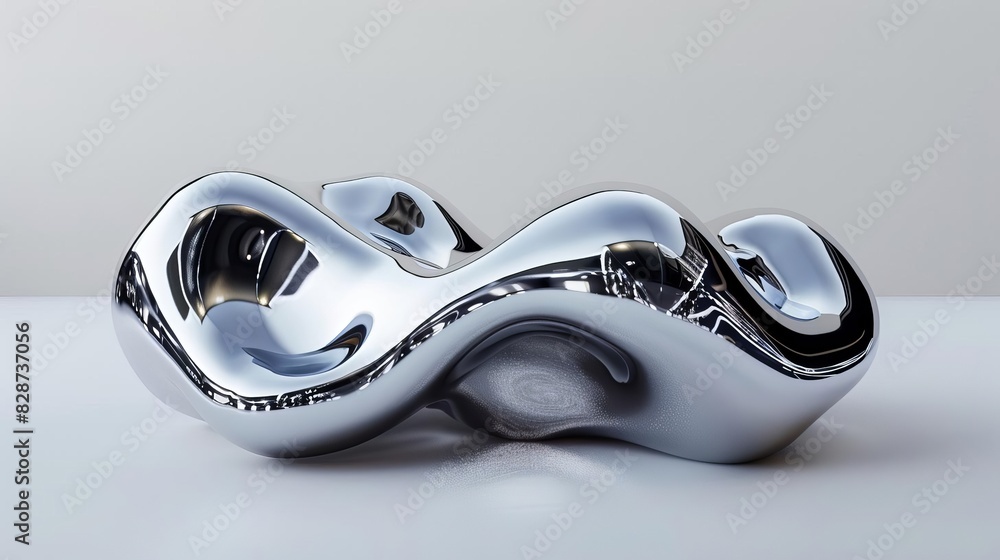 Poster chrome liquid metal blob shape isolated on white 3d rendering