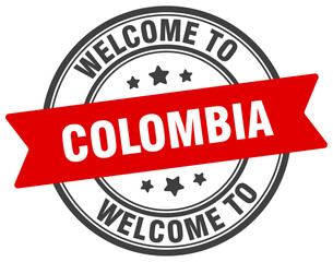 Welcome to Colombia stamp. Colombia round sign