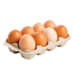 Eggs in carton isolated on white background