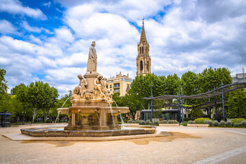 Fontaine Pradier and park in Nimes view