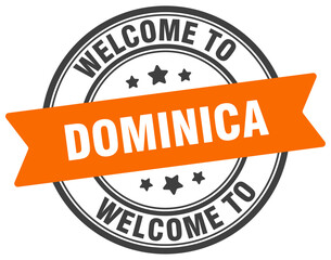 Welcome to Dominica stamp. Dominica round sign