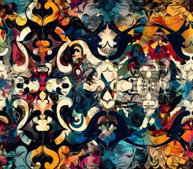 Obraz premium Ornate Baroque Meets Edgy Urban Graffiti in Arresting Digital Painting