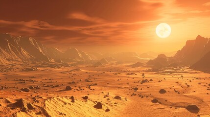 desolate and arid landscape of mars planet surface astronomy digital illustration