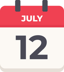 July 12 - Daily Calendar Icon in flat design style