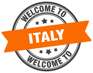 Welcome to Italy stamp. Italy round sign