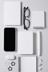 School supplies and accessories flat lay