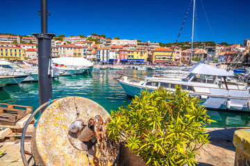 Idyllic coastal town of Cassis on French riviera waterfront view