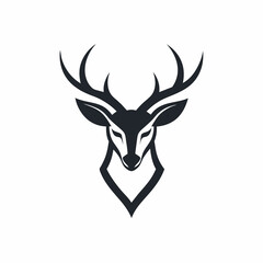 a minimalist deer head logo vector art illustration icon logo featuring a modern stylish shape with an underline set on a solid white background