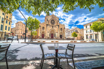 Saint Paul Church in Nimes street view, south of France