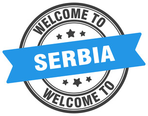 Welcome to Serbia stamp. Serbia round sign