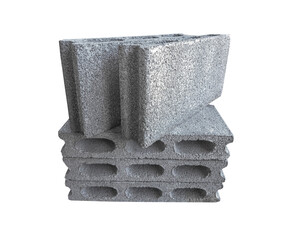 A stack of gray blocks with holes in them