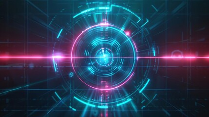 Fototapeta premium futuristic techglow bullseye interface for precision targeting neon digital art