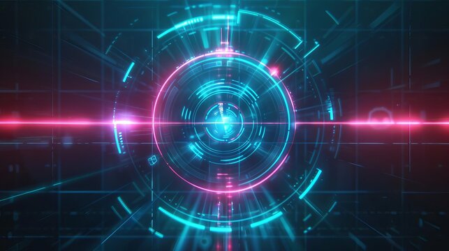 futuristic techglow bullseye interface for precision targeting neon digital art