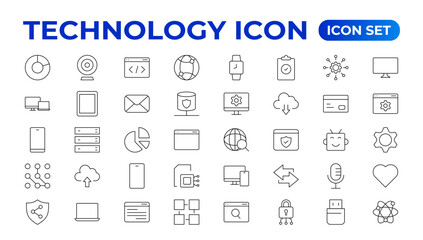 Technology line icons. Technological and device in various industries. Icons for websites, applications and creative outline icon. vector illustration.