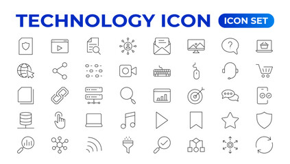 Technology line icons. Technological and device in various industries. Icons for websites, applications and creative outline icon. vector illustration.