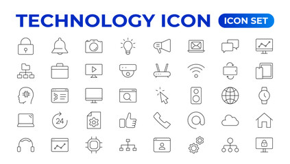 Technology line icons. Technological and device in various industries. Icons for websites, applications and creative outline icon. vector illustration.