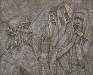 8th Stations of the Cross,Jesus meets the daughters of Jerusalem, parish church of the Saint Nicholas Tavelic in Zagreb, Croatia