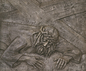9th Stations of the Cross, Jesus falls the third time, parish church of the Saint Nicholas Tavelic...