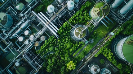 green industry ecofriendly factory with sustainable energy and low carbon footprint