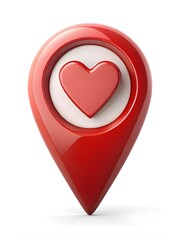 Fototapeta premium Heart-Shaped Location Pin. Love location.
