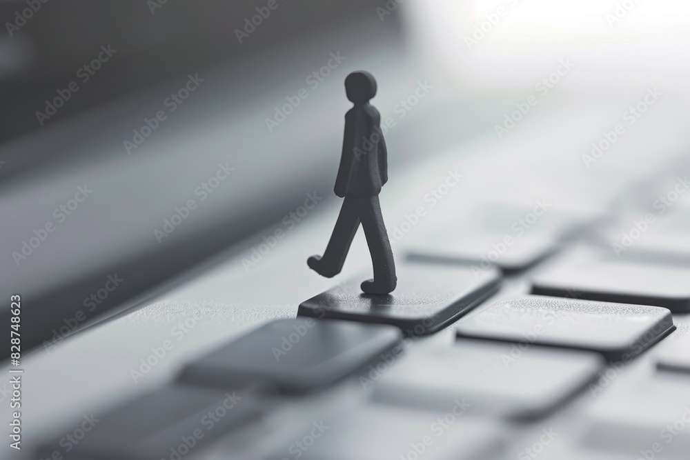 Aufkleber person walking on a keyboard representing the digital journey and online navigation
